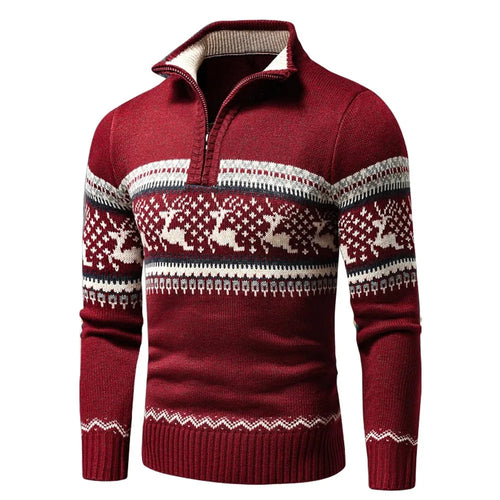 Men's Fair Isle Half-Zip Winter Sweater