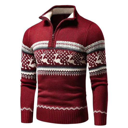 Men's Fair Isle Half-Zip Winter Sweater