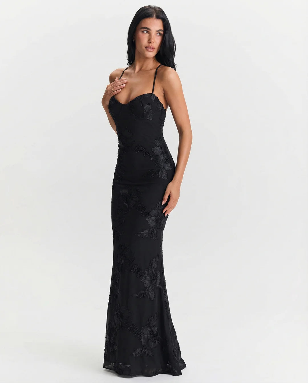 Emily | Lace Maxi Dress Open Back