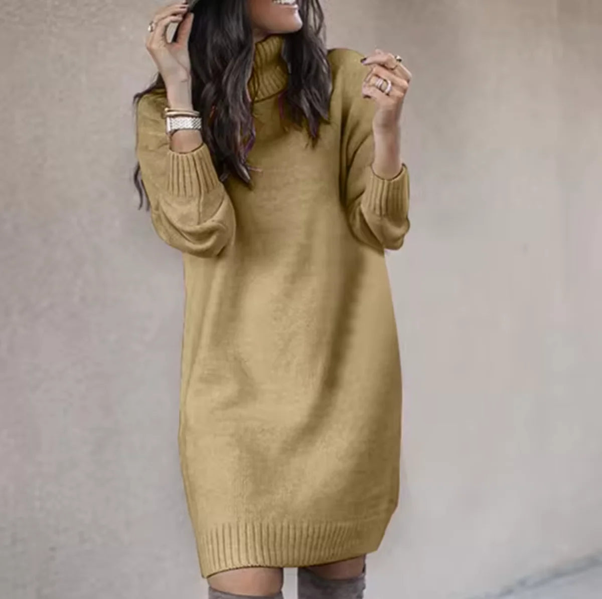 Roll-Neck Sweater Dress