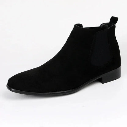 Men's Chelsea Boots – Black Suede-Look Pointed Toe