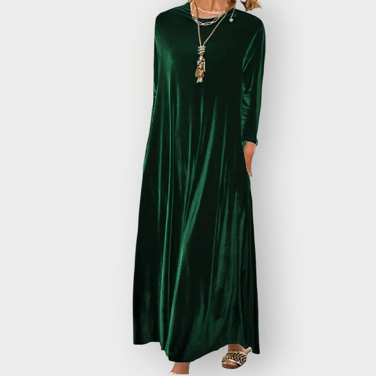 Velvet Dress – Burgundy Long Sleeve Maxi