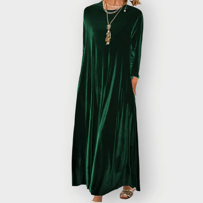 Velvet Dress – Burgundy Long Sleeve Maxi