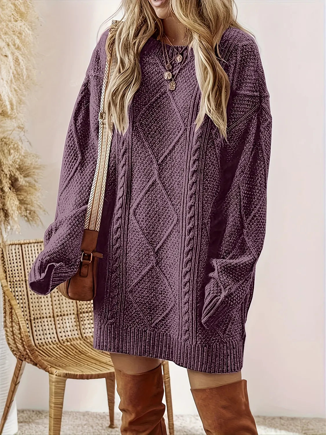 Cable Knit Sweater Dress