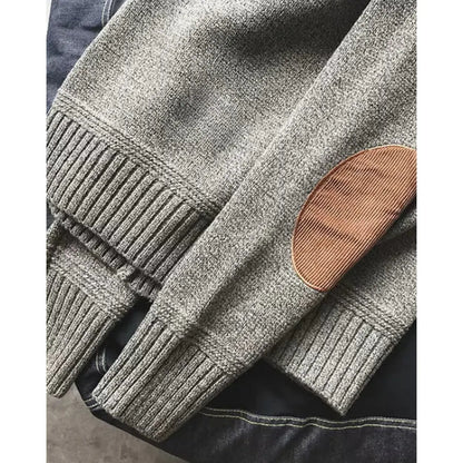 Men's Crew Neck Sweater with Elbow Patches