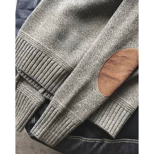 Men's Crew Neck Sweater with Elbow Patches