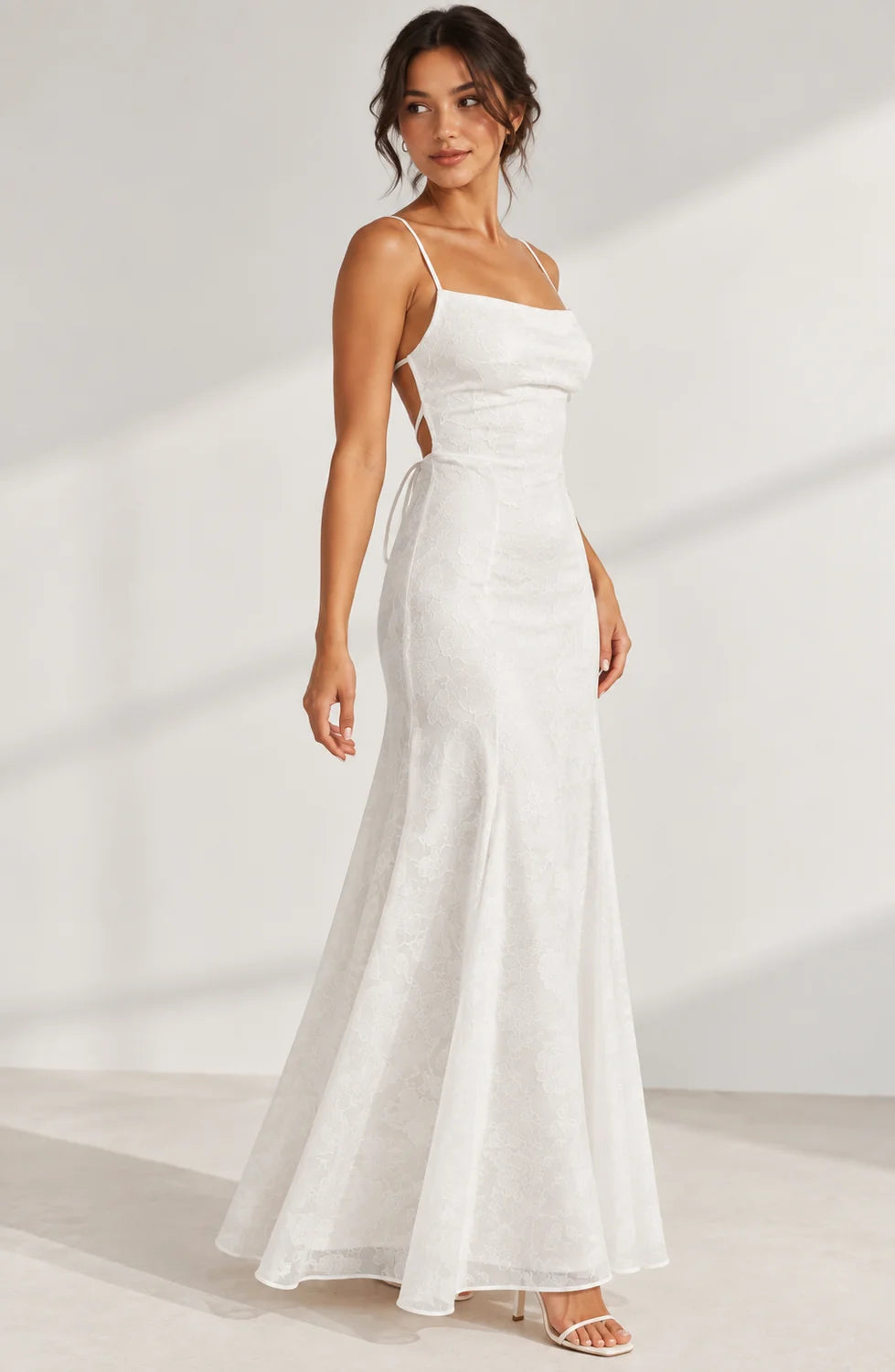 Lace Maxi Dress – Red Lace-Up Back