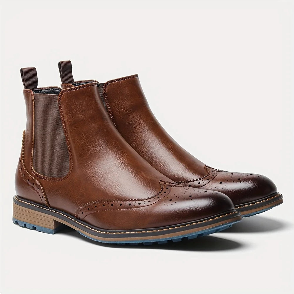Men's Chelsea Boots – Black Brogue Wingtip
