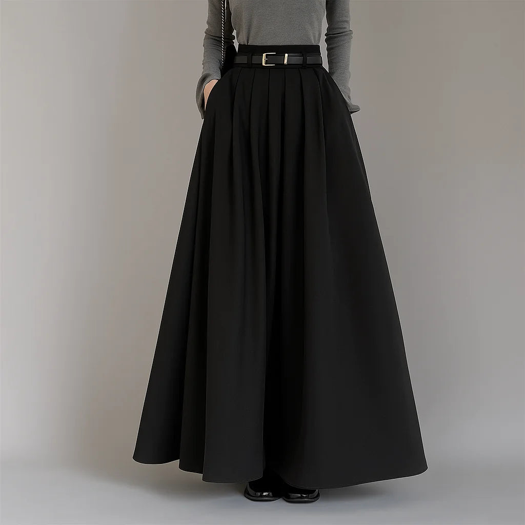 Maxi Skirt Pleated A-Line High Waist
