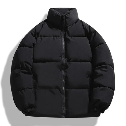 Men's Puffer Jacket – Black Boxy Stand Collar