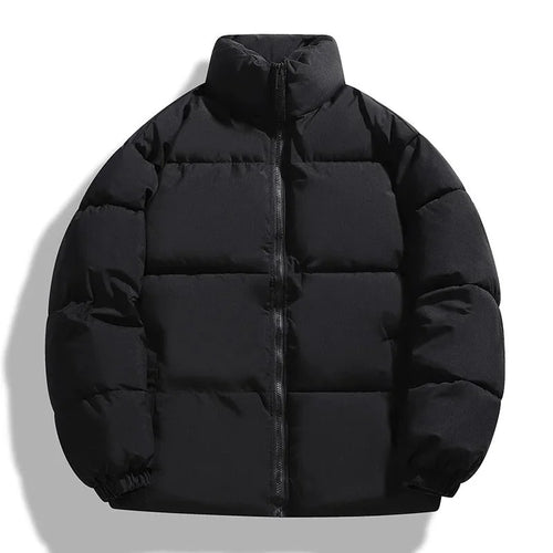 Men's Puffer Jacket – Black Boxy Stand Collar