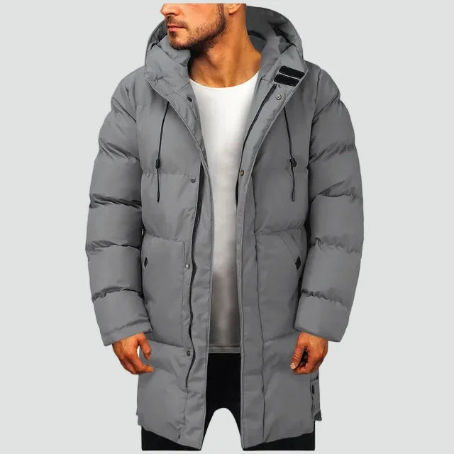 Men's Hooded Puffer Jacket – Black Padded Longline