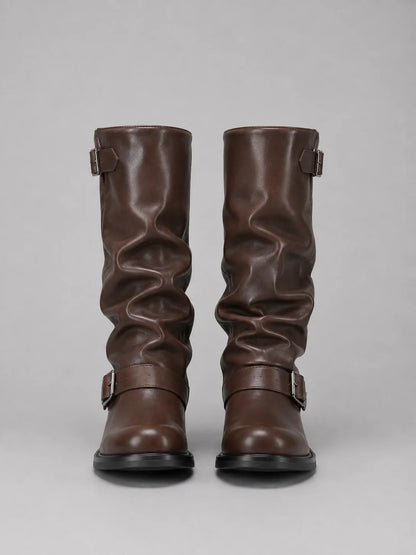Blair | Knee-High Biker Boots with Buckles