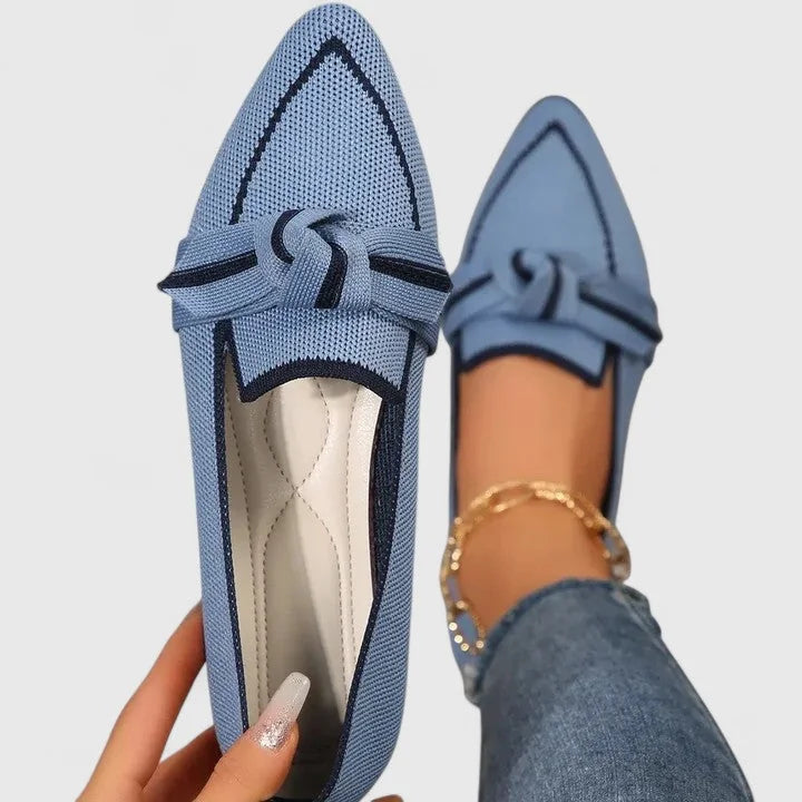 Maricela | Pointed Toe Knit Flats with Knot