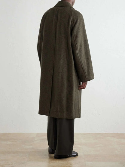 Men's Double Breasted Wool Blend Long Coat