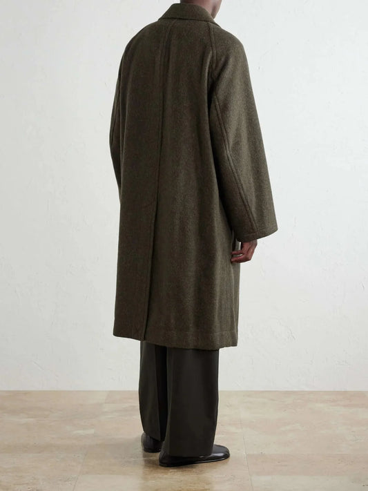 Men's Double Breasted Wool Blend Long Coat