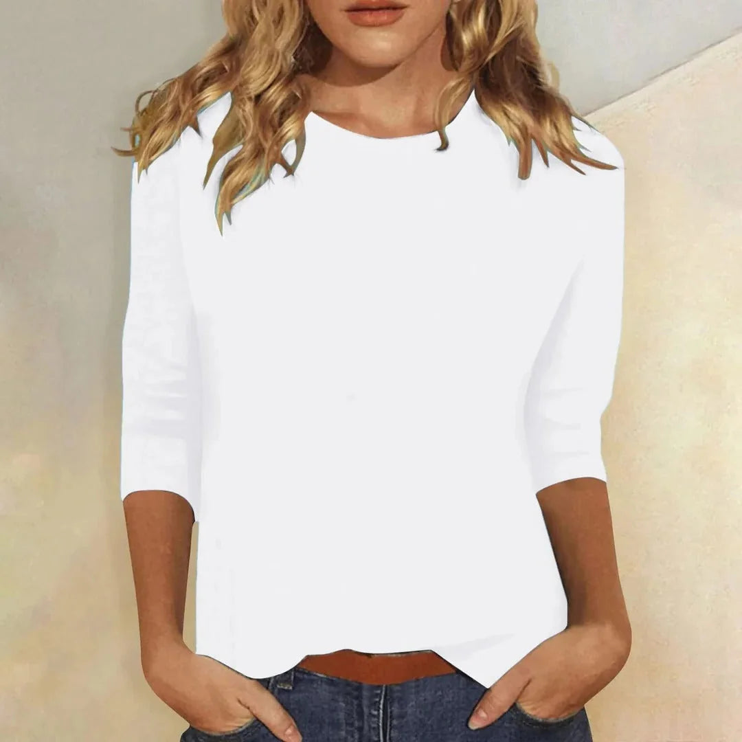 Crew Neck Three-Quarter Sleeve Top