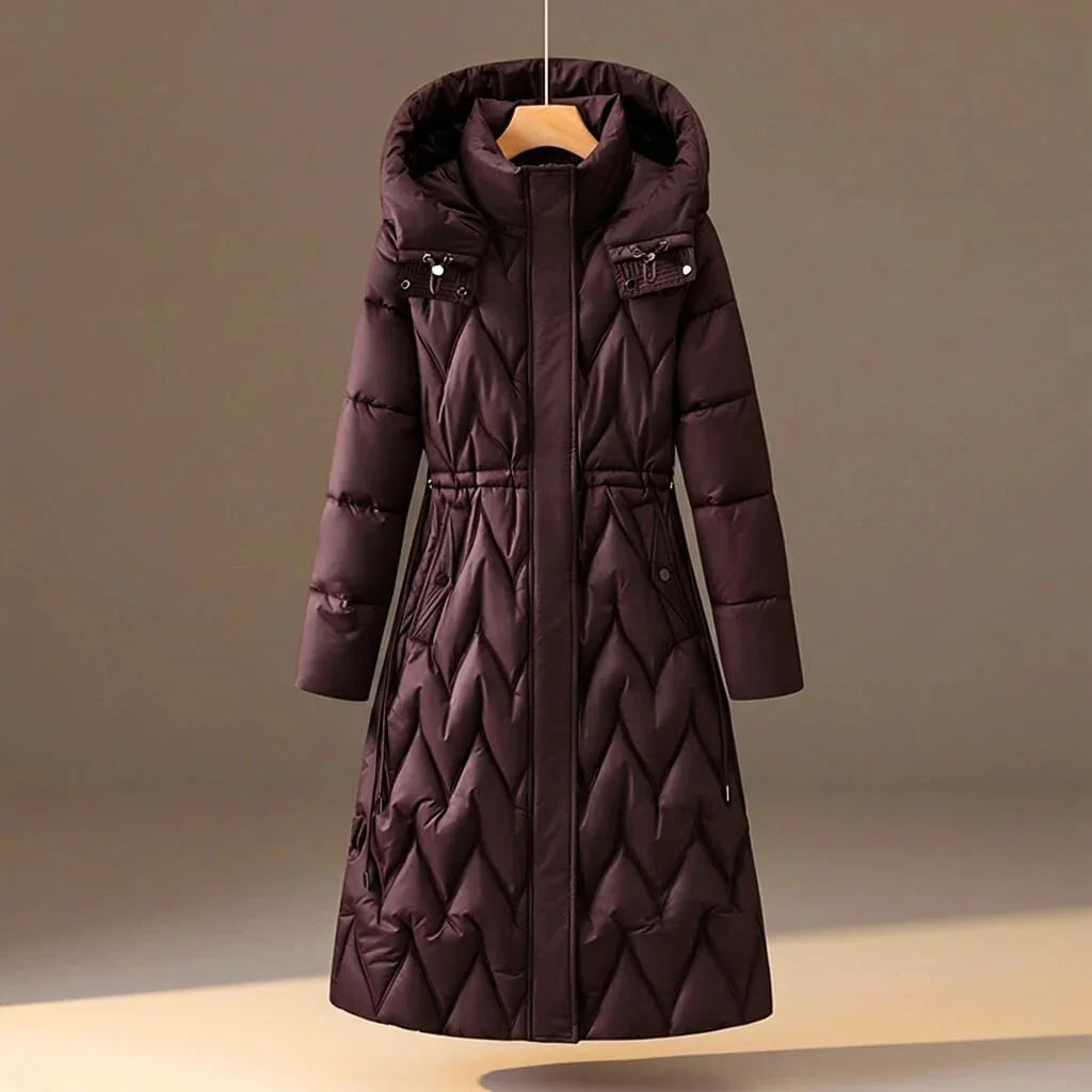 Women's Long Quilted Hooded Winter Coat
