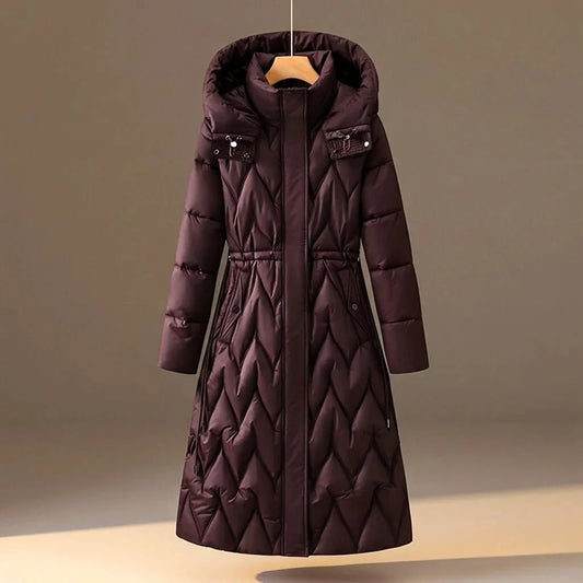Women's Long Quilted Hooded Winter Coat