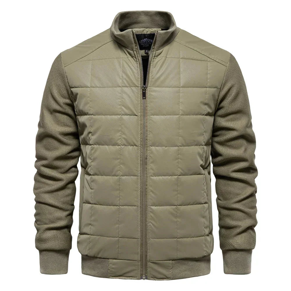 Men's Puffer Jacket – Black Quilted Stand Collar