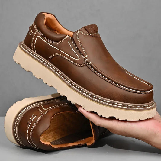 Men's Chunky Loafers – Brown Thick Sole Slip-On