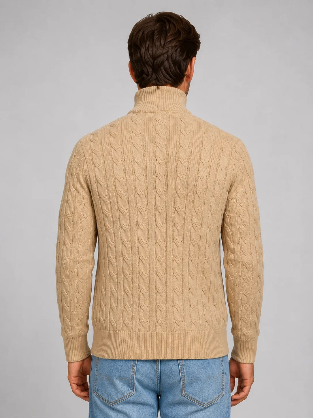 Men's Cable Knit Quarter-Zip Sweater