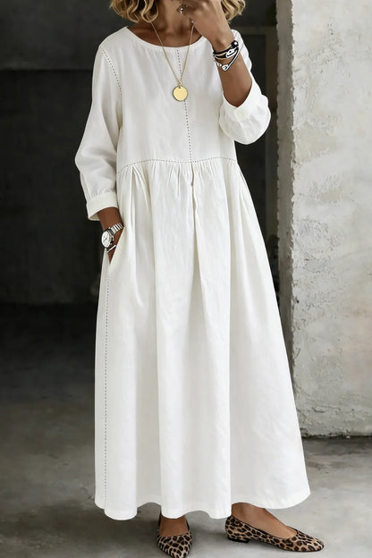 Long Sleeve Denim Maxi Dress with Pockets