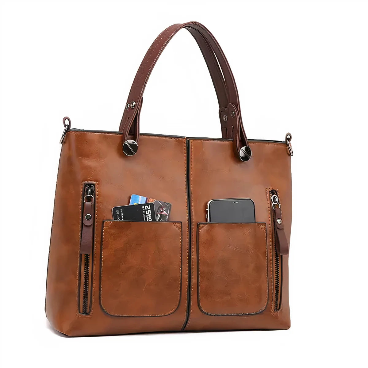 Large Tote Bag with Front Pockets