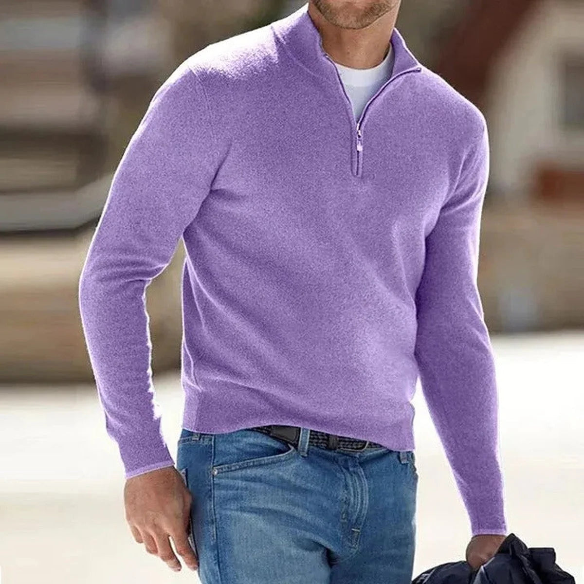 Men's Quarter-Zip Mock Neck Sweater