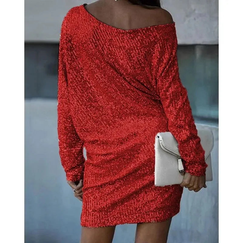 Long Sleeve Sequin Party Dress