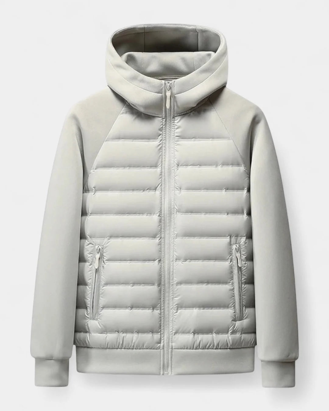 Men's Hooded Puffer Jacket – Black Raglan Softshell