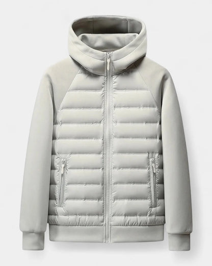 Men's Hooded Puffer Jacket – Black Raglan Softshell