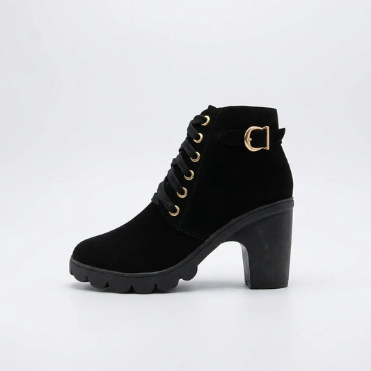 Sloan | Lace-Up Heeled Ankle Boots with Buckle