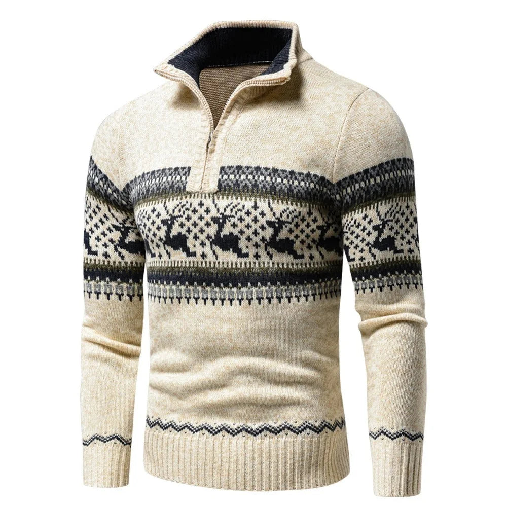 Men's Fair Isle Half-Zip Winter Sweater
