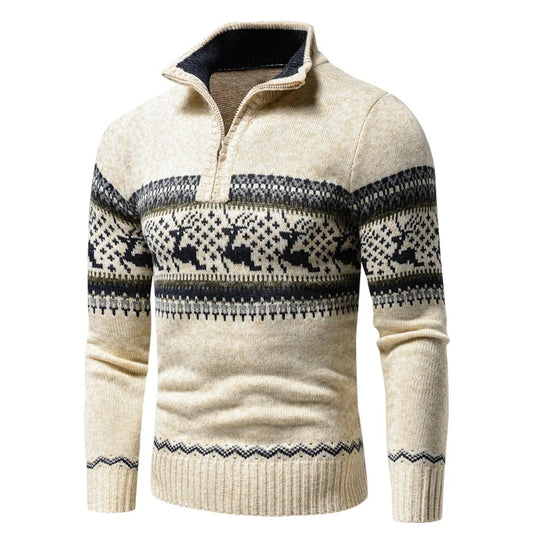 Men's Fair Isle Half-Zip Winter Sweater