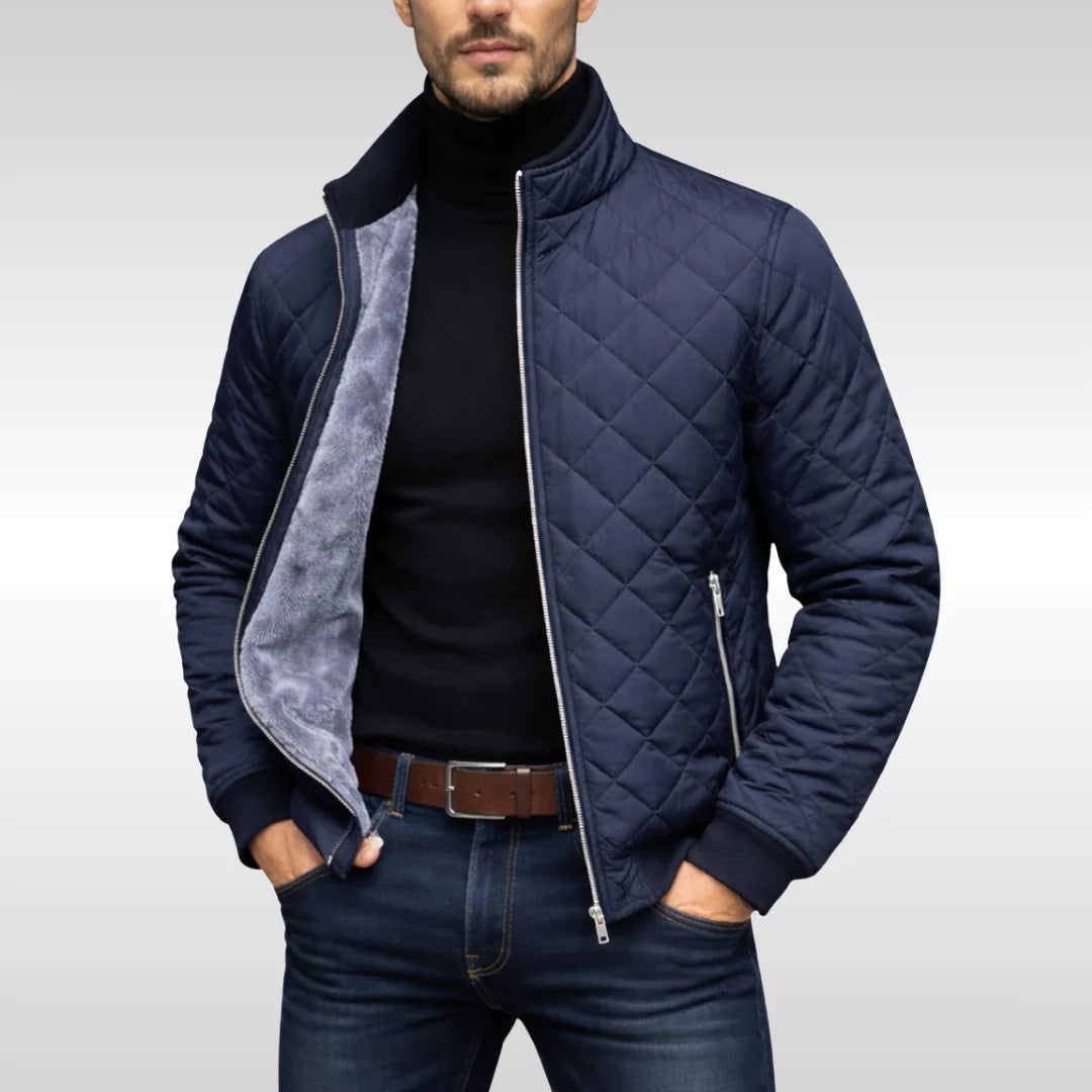 Men's Puffer Jacket – Navy Diamond Quilted