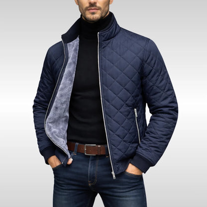 Men's Puffer Jacket – Navy Diamond Quilted