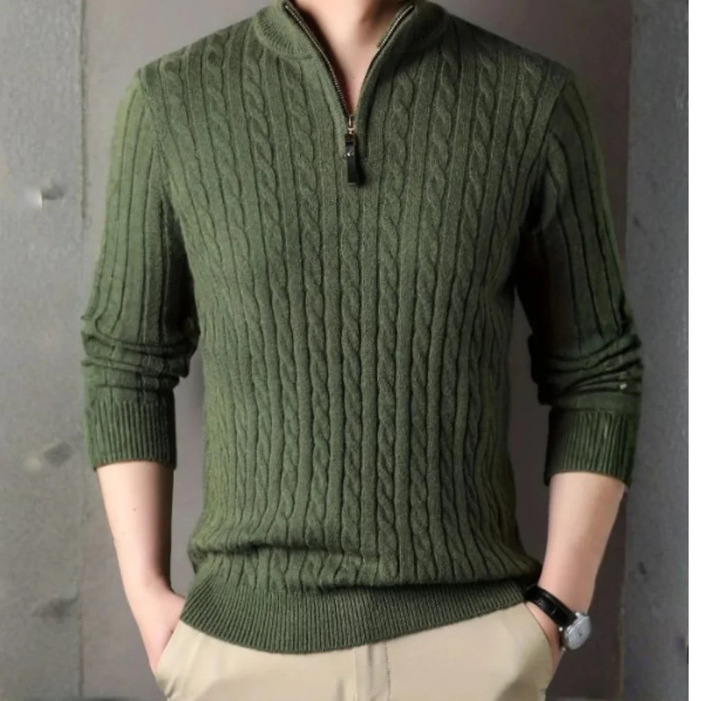 Men's Cable Knit Half-Zip Sweater