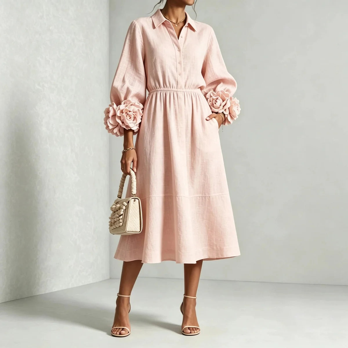 Floral Cuff Midi Dress