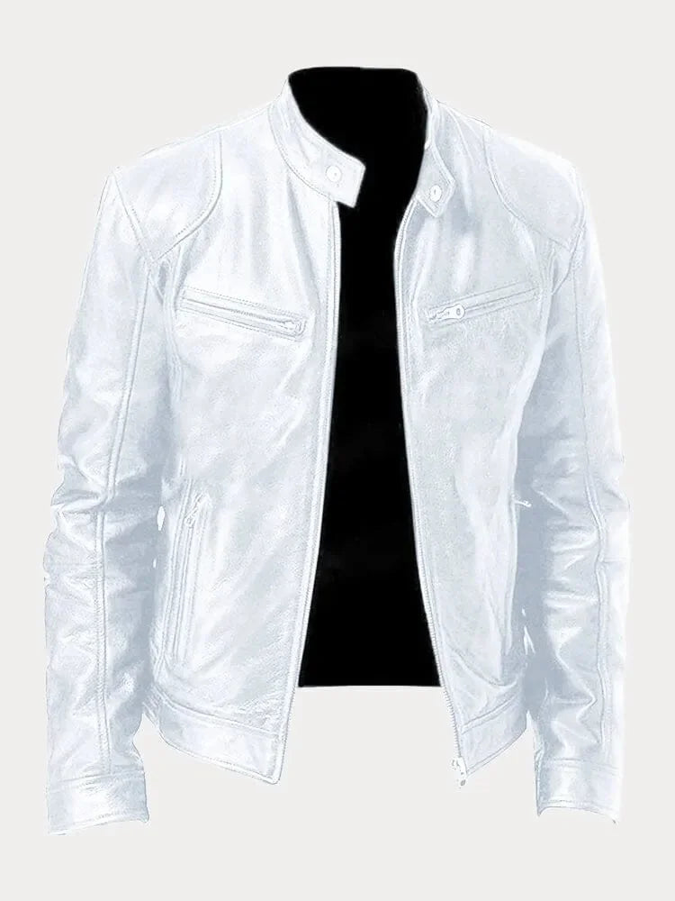 Men's Biker Jacket with Stand Collar