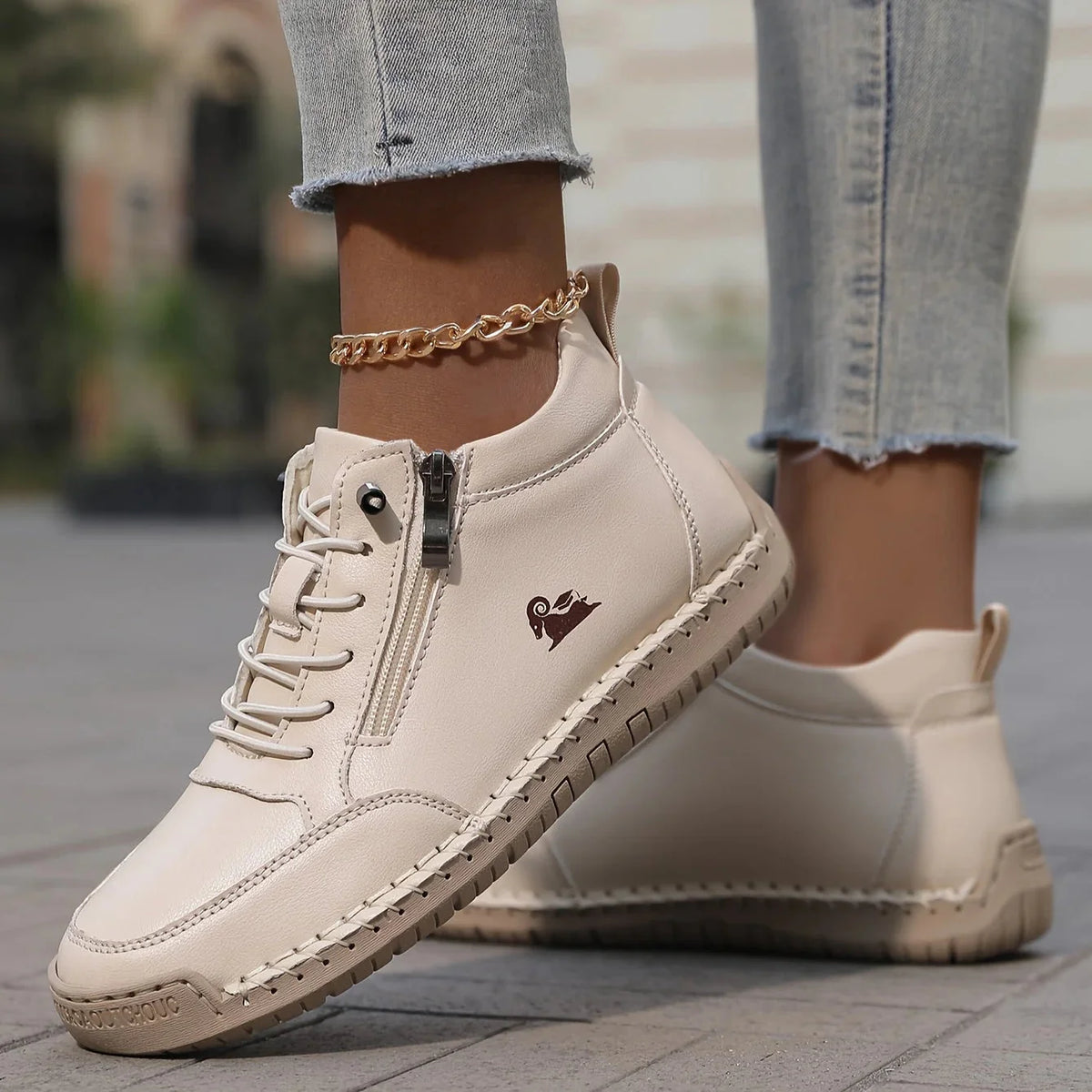 Ankle Boots Zip-Up Lace Comfort Women's