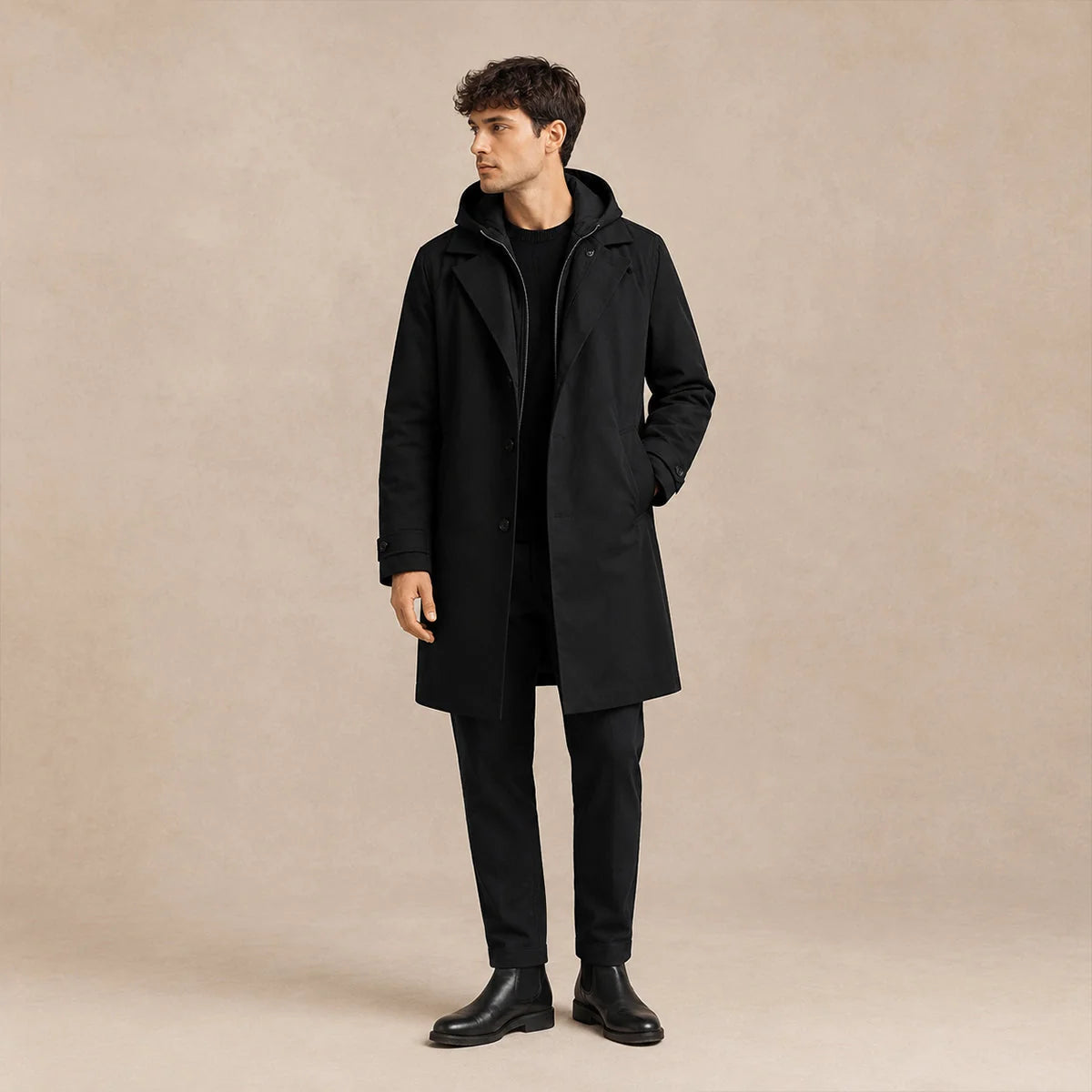 Oldborough | Men's Hooded Long Rain Coat