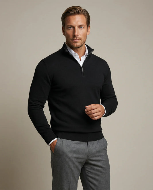 Men's Half-Zip Sweater Structured Collar