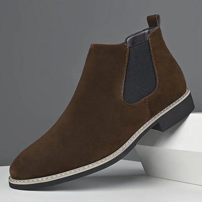 Men's Chelsea Boots – Black Suede-Look Slip-On