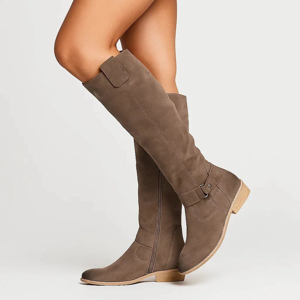 Slouchy Knee High Boots with Block Heel
