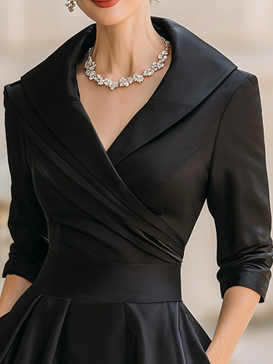Shawl Collar Midi Wrap Dress