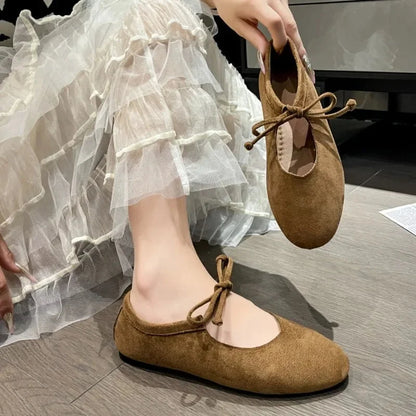 Suede Lace-Up Round Toe Loafers