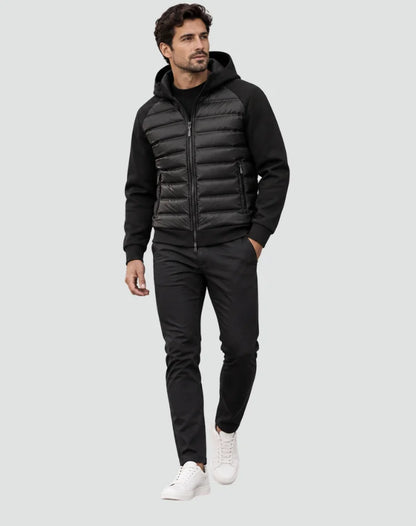 Men's Puffer Jacket – Black Hybrid Hooded