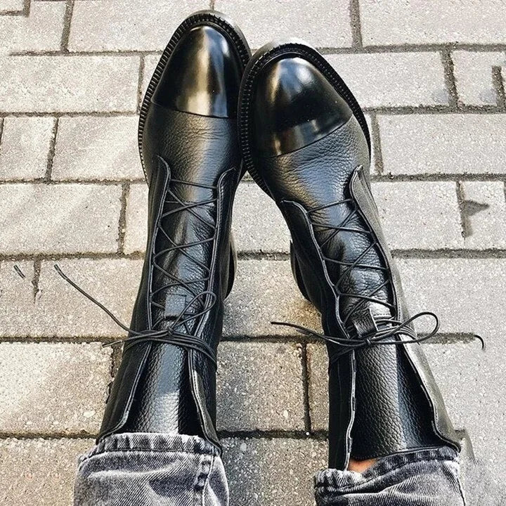 Lace-Up Cap Toe Combat Boots