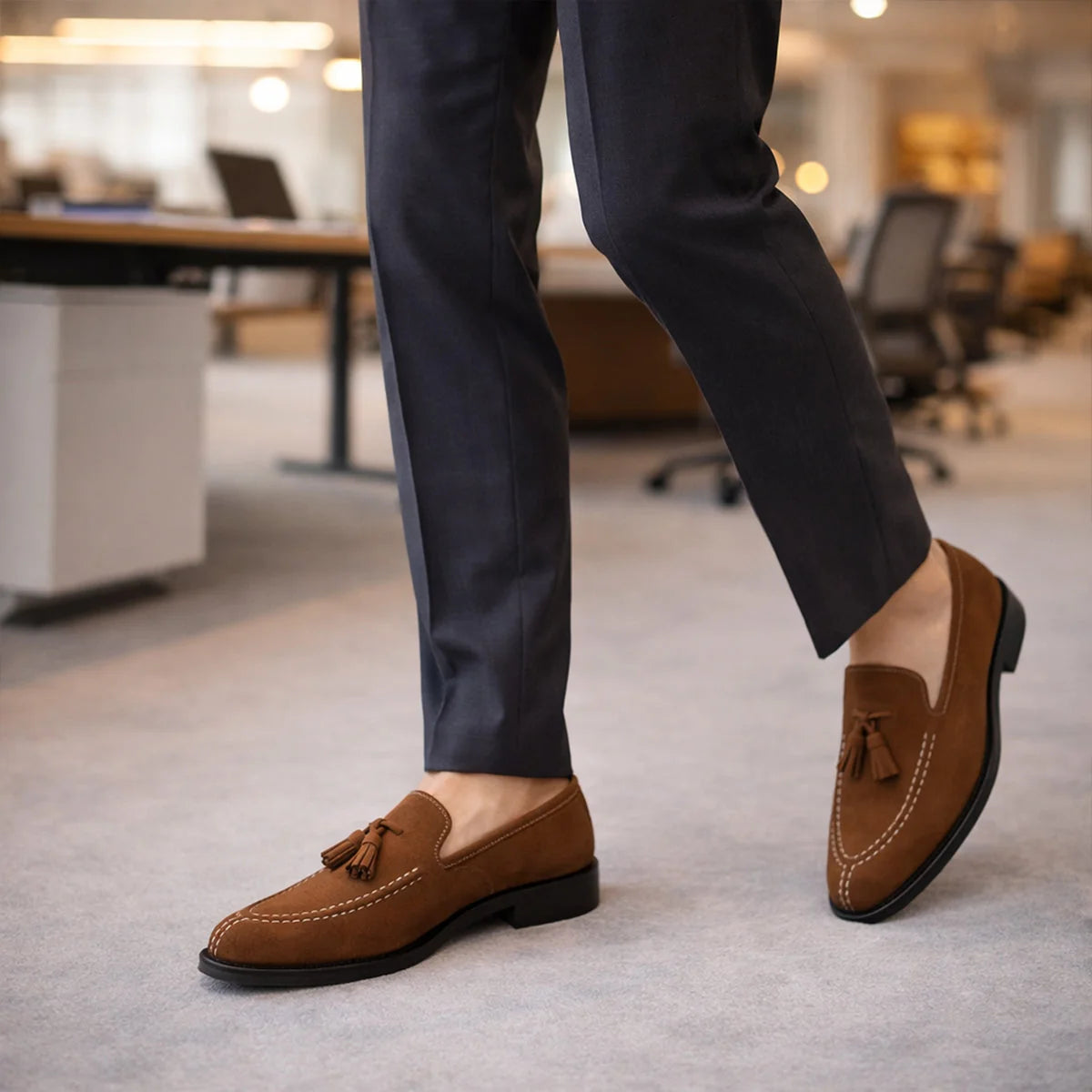 Men's Loafers Suede Tassel Slip-On